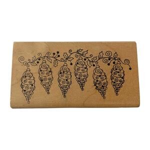 Magenta Holiday Christmas Holly Vine Rubber Stamp